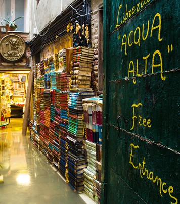 Historic Library "Acqua Alta" on Venice